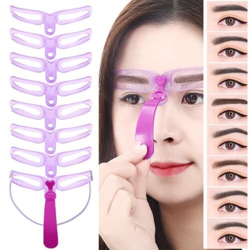 Eyebrow Stencil 8 Styles maquiagem profissional completa eyebrow tools shaper template Wearing or holding Thrush card makeup