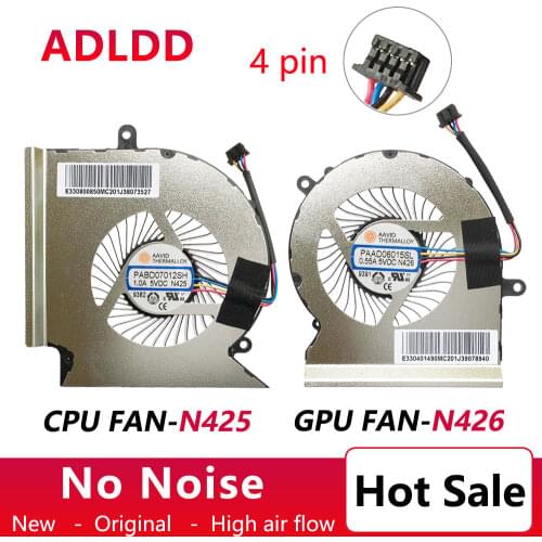 Laptop CPU GPU Cooling Fan Cooler Radiator For MSI GL65 GE65 GP65 WE65 PABD07012SH 1.0A 5VDC N425 PAAD06015SL 0.55A 5VDC N426
