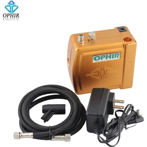 OPHIR Golden Mini Air Compressor Kit with Airbrush Hose Air Brush Compressor for Cake Paint Tattoo Makeup Nail Art Hobby#AC003