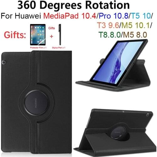 360 Rotating Case for Huawei MediaPad T5 10 T3 9.6 Stand Case for Huawei MatePad Pro 10.8 10.4 T8 T10 T10S 2020 Tablet Funda