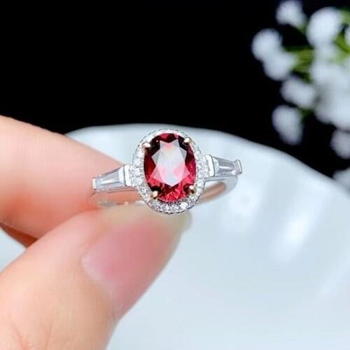 CoLife Jewelry Natural Garnet Ring for Daily Wear 5mm*7mm Wine Red Garnet Silver Ring 925 Silver Garnet Jewelry