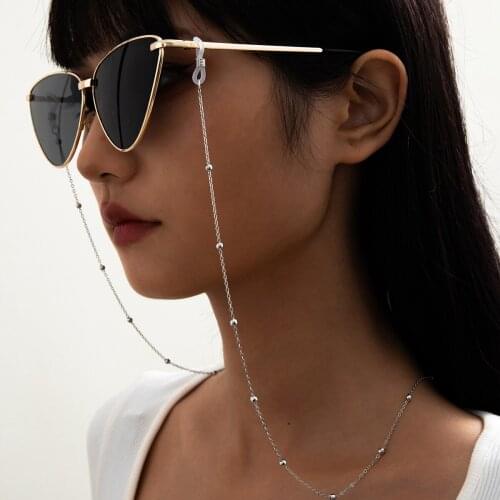 2021 Female Simple Temperament Imitation Pearl Round Bead Glasses Chain Cold Wind Metal Chain Mask Chain Wedding Party Jewelry