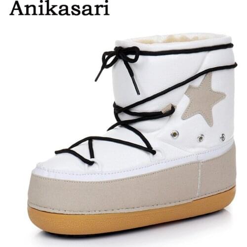 Womens Ankle Boots Russia Keep Warm Snow Boots Star Wool Plush Inside Platform Shoes Women Space Boots Woman Work Safety Shoes