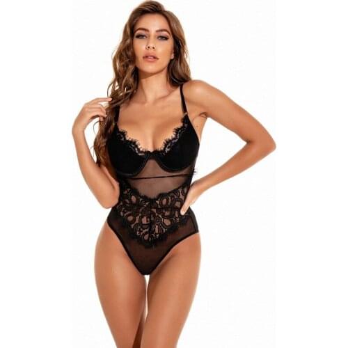 Woman Sexy Lace Sling Bodysuit 2021 Summer Black/White Sleeveless Hollow Jumpsuit Female Solid Color Slim Body Tops Rompers XL