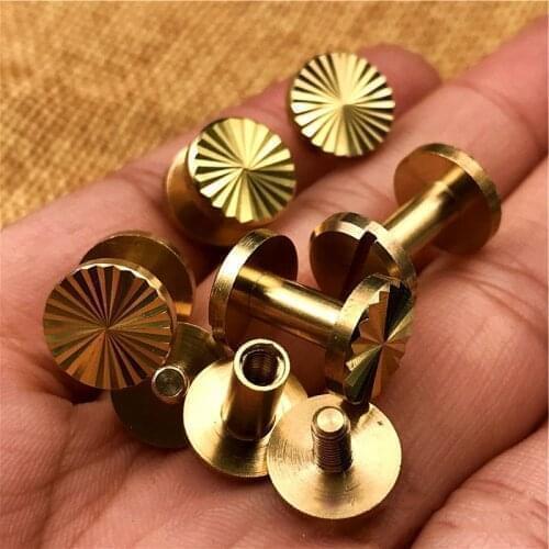 2 Sets Brass Pattern Belt Screw Nail Rivet Screw Back Leather Belt for Sewing Handmade Leathercraft DIY Accessories Material