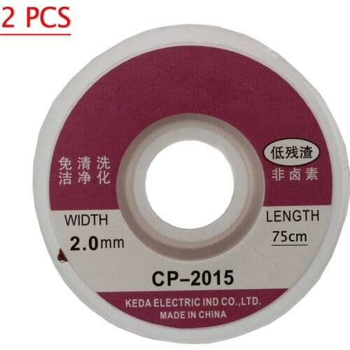 CNIM Hot 2Pcs 75cm Solder Wick Remover Desoldering Braid Wire Sucker Cable Fluxed Flux