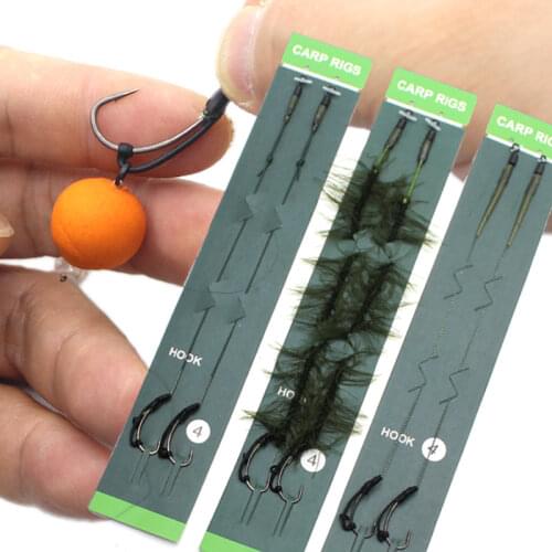 2pcs Carp Fishing Hair Rig Ready Made Carp Fishing Hook Link Method Feeder Fishing Accessories For Tied Carp Rig Terminal Tackle