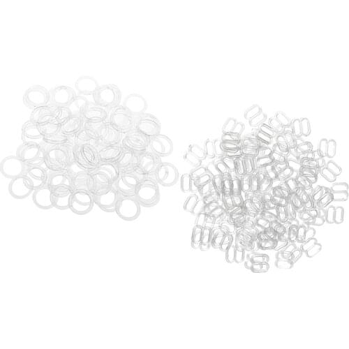 200 Pieces Plastic Bra Lingerie Strap Clips Hook Slider Buckle 8mm Clear