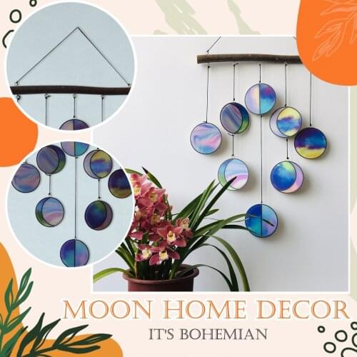 40# Transparent Rainbow Hanging Moon Suncatchers Wall Decoration Outdoor Decoration Garden Colorful Pendants Home Decor Tools