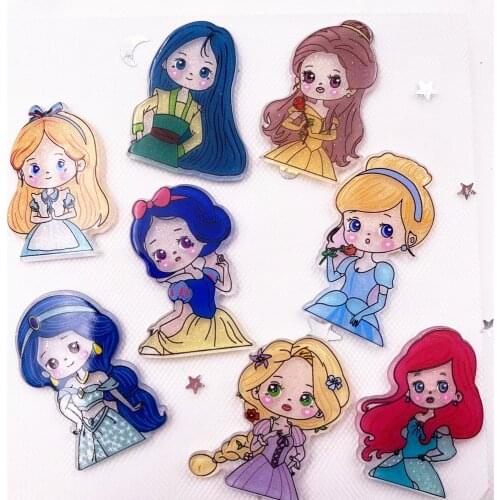 8PCS Colorful Mix Lovely Glitter Big Girl Flatback Acrylic Sheet Miniature Pattern Applique DIY Scrapbook Home Decor Craft OJ07