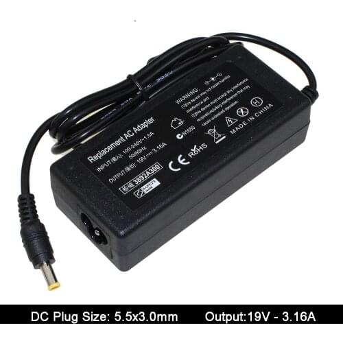 19V 3.16A 5.5x3.0mm AC Power Supply Adapter For Samsung NP300V5A RV411 R428 RV415 RV420 RV515 R540 R510 R522 R530 Laptop Charger