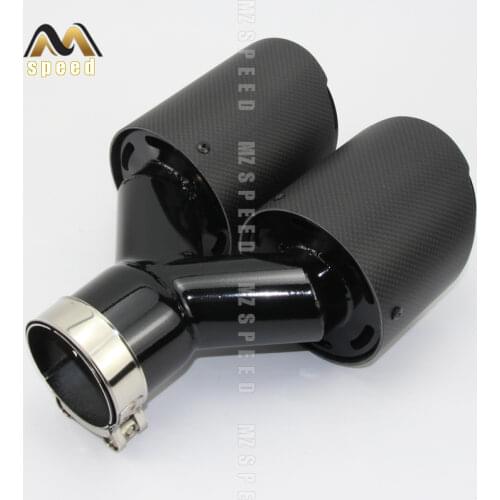 Car styling Modified exhaust pipe muffler tail throat 304 stainless steel and carbon fiber double outlet tail pipe