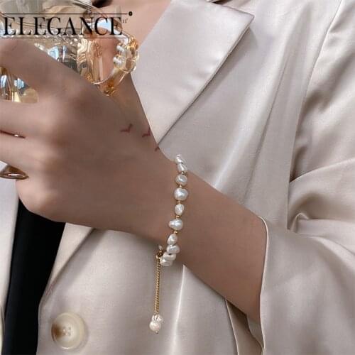 Elegance Freshwater Pearl Stainless Steel Adjustable Bracelet for Women Party White Pearl Stone Beads Bracelets Fine Jewelry