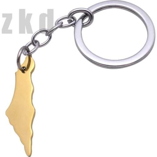Zkd Israel map stainless steel key chain key ring, country map Israel jewelry