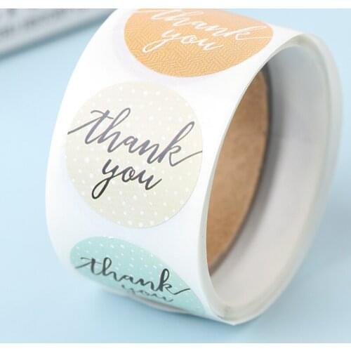 100Pcs/Roll 2.5cm Paper Seal Label Thank You Stickers Custom Gift Box Bake Decoration