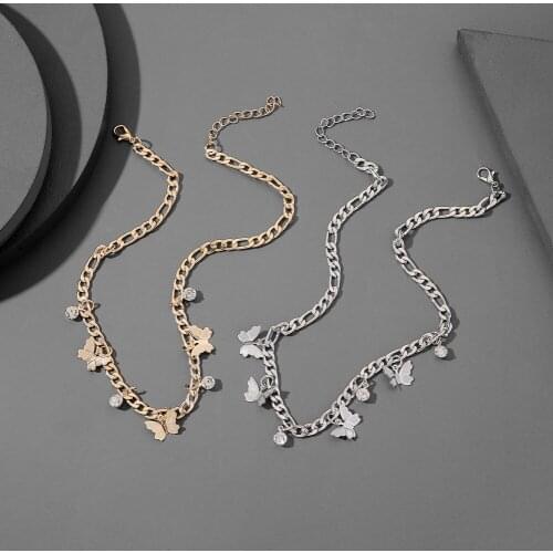 Hip-hop fashion Clavicle Chain Gift Necklace Butterfly Pendant womens creative versatile fashion
