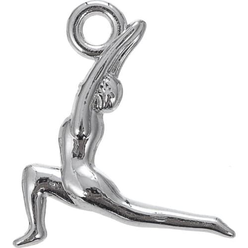 Zinc alloy rhodium plated gymnastics charms