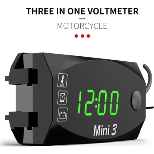 DC 6V-30V 3 In 1 Digital Clock Thermometer Voltage Voltmeter IP67 Electronic Clock Moniter Gauge for Car Boat Marine Motorcycle