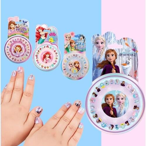 Disney Frozen 2 Elsa Anna Girls Makeup Toys Nail Stickers The Little Mermaid Sofia Princess Pretend Play Toy For Kids Nail Decor