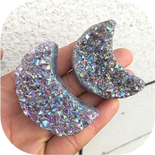 Purple Amethyst Moon Hand Carved Crystals Healing Gemstones For Home Decoration