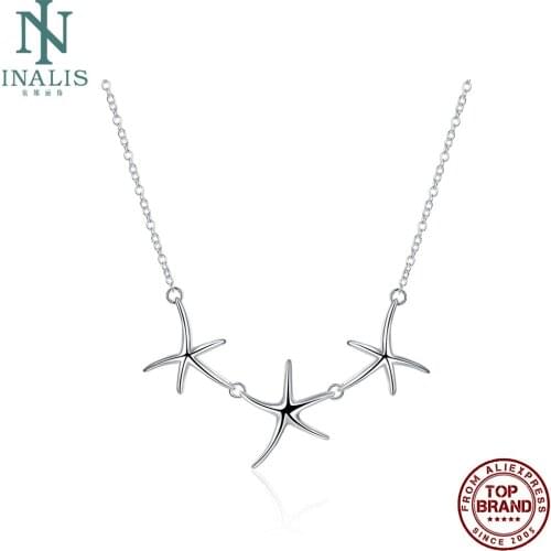 INALIS Three Starfish Simple Link Chain Pendant Necklaces For Women And Men Copper Unisex Necklace Anniversary Fashion Jewelry