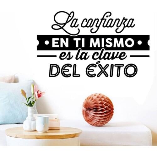 Spanish Inspirational Quote Decal La Confianza En Ti Mismo Vinyl Wall Stickers For Kids Room Art Decor Classroom Murals QU31