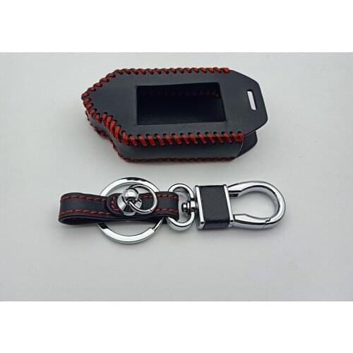 Leather car Key Case Cover For Sher-khan Mobicar A Mobicar B Safety In Two Senses Car Alarm System Russian Version Fob
