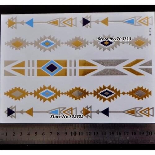 Beautiful Large Design Necklace Bracelet Metallic Body TATTOO Gold Silver 8 Type W-119