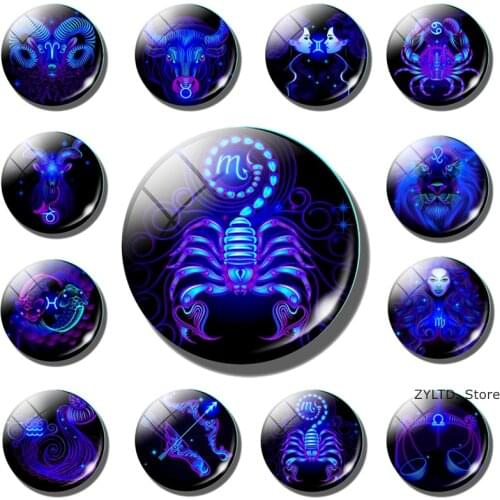Constellation Fridge Magnet 12 Constellations Zodiac Sign Refrigerator Magnets Glass Cabochon Message Board Stickers Home Decor