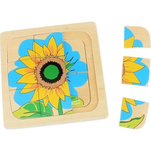 Montessori Materials Wood Toys Kids Baby Toy Infant Toddler Life Cycle of Sunflower Puzzles Jingsaw Preschool Brinquedos Juguets