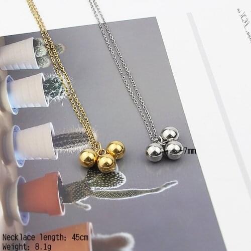 Fashion Simple Party Necklace Three Steel Ball Pendant Necklace Stainless Steel Jewelry For Women Gifts Wholesale