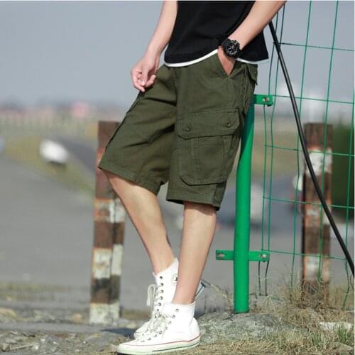 Men Joggers Overall Military Short Trousers Cargo Shorts Men Summer Casual Pocket Shorts Masculino Plus size Sweatpants MKD057