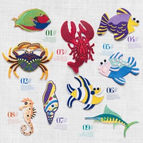 Fish Iron on Patches For Clothes Embroidered Patch Custom DIY Accessory Badge Applique