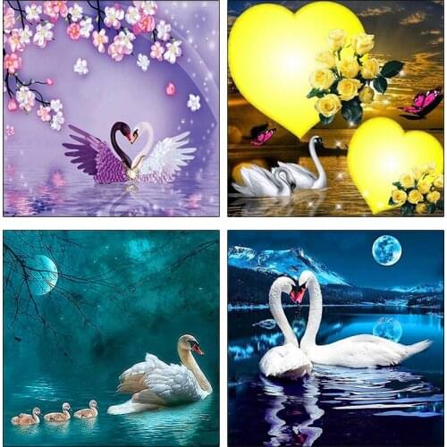 PDMDOG 5d Diamond Painting Swan Pictures Of Rhinestones 5D DIY Diamond Embroidery Animal Mosaic Sale Decor For Home Ornaments