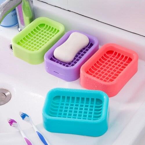 Plastic Hollow Soap Dish With Drain Dish Portable Household Bathroom Products Multi-color