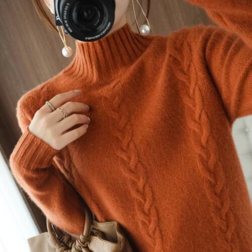 Thicker Warm 100% Pure Wool Knitted Jumpers Female Hot Sale Sweaters Women Solid-Colors Pullovers Woolen Clothes