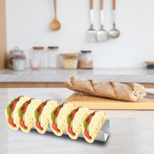 Taco Holder Stainless Steel Stand Tray Mexican Food Rack Shells 6 Slots Wave Shape Burrito Tortilla Plate Kitchen Tool Wholesale