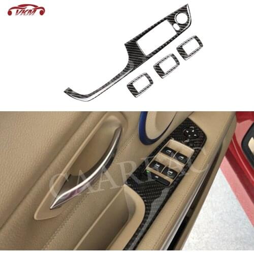 4 PCS Carbon Fiber Door Window Lifter Switch Buttons Trim Frame Cover Stickers For BMW 3 Series E90 2005-2012 Accessories