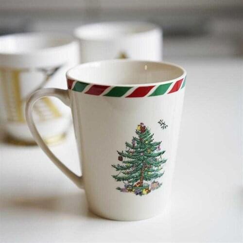 Christmas Tree Ceramic Coffee Mugs Breakfast Milk Mugs Nordic Style Capacity 400ml Mugs Tea Water Drinking Cups For Gift