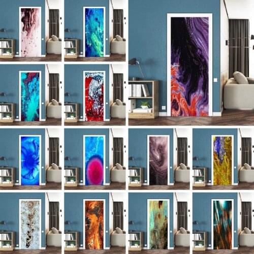 Self-adhesive Door Stickers Decoration Solid Color Smudge Gouache Abstract Color Distinct Waterproof Old Door Renovation Door