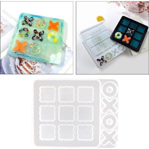 Tic-Tac-Toe Game Board Silicone Mold Crystal Casting Mould 243x193x11mm