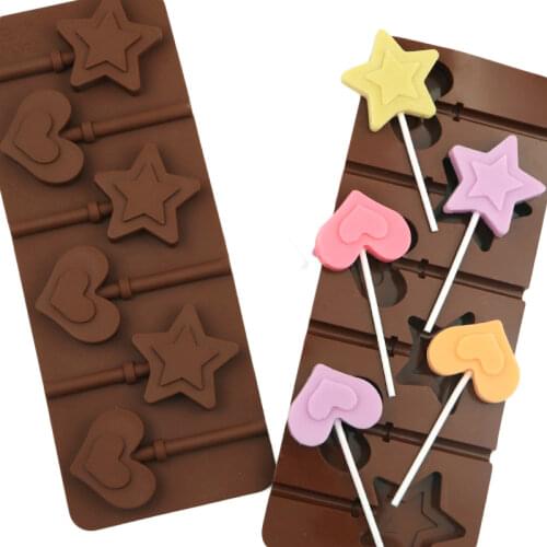 3D Chocolate Cake Mold Love Heart Stars Lollipop Silicone Mold Cake Baking Mold Cake Decorating Pastry Mould Baking Toos