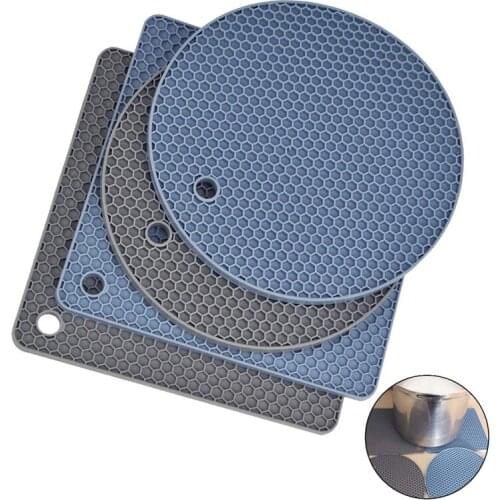 Silicone Pot Holders, Heat-Resistant Mats for Hot Pan,Tables,Countertops,Spoon Rest (2 Squared Mats+2 Round Mats)