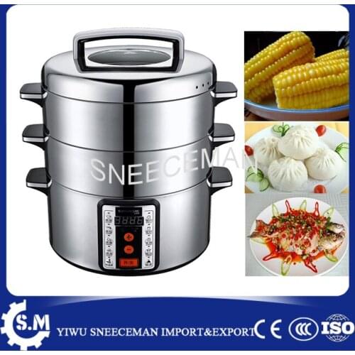 SMS-32AD 29L bun cooking steamer stainless steel Computer control two layer sweet corn steamer for sale 32cm steamer pot