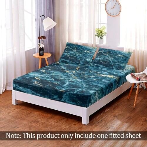 Custom Queen King Size 3D Print Modern Marble Pattern Fitted Sheet Elastic Band Fashion Bed Sheet 1pc Home Bedroom Decoration