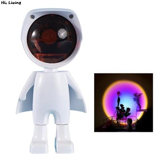 Touch Control Robot Design USB LED Projector Atmosphere Night Light Photography Projection Sunset Lamp Home Room Wall Decoration