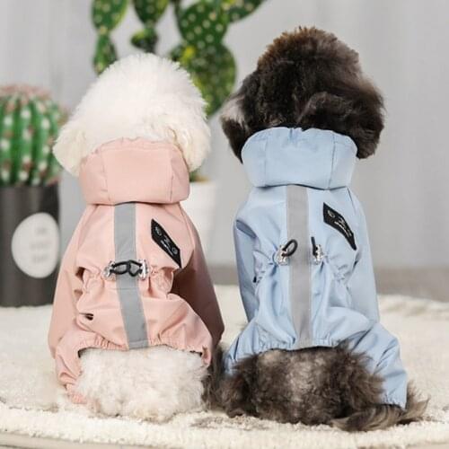 Reflective Dog Raincoat Waterproof Dog Rain Jacket Coat Clothes Small Medium Dogs Hoodies Jumpsuit Raincoats French Bulldog