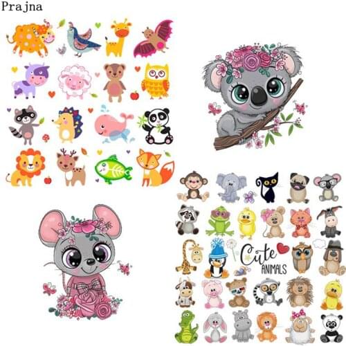 Prajna Thermal Stickers Iron On Transfer For Clothes Cute Koala Heat Transfer Vinyl Applique Cloth Baby Cartoon Animal Patch Set