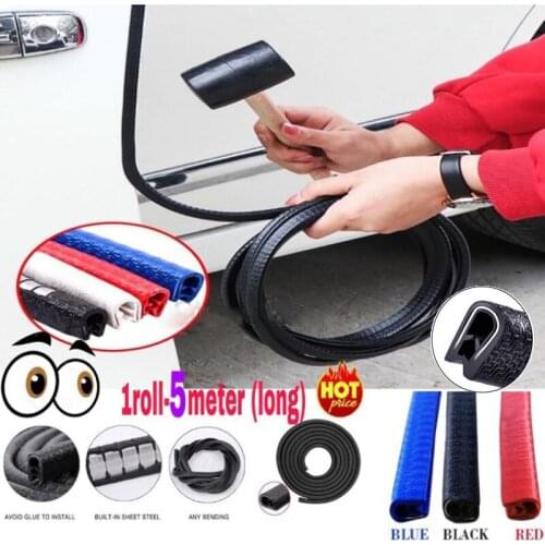5M U Type Car Door Edge Scratch Protector Strip Door Seal Car Sound Insulation Sealing Strip Rubber Weatherstrip Edge Trim Noise