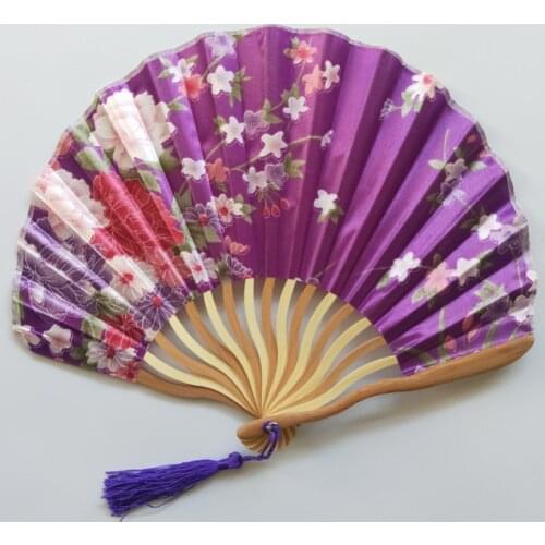 Chinese Style Hand Held Fan Bamboo Silk Folding Fan Vintage Bamboo Folding Hand Fan Birthday Present Home Party Wedding Decor